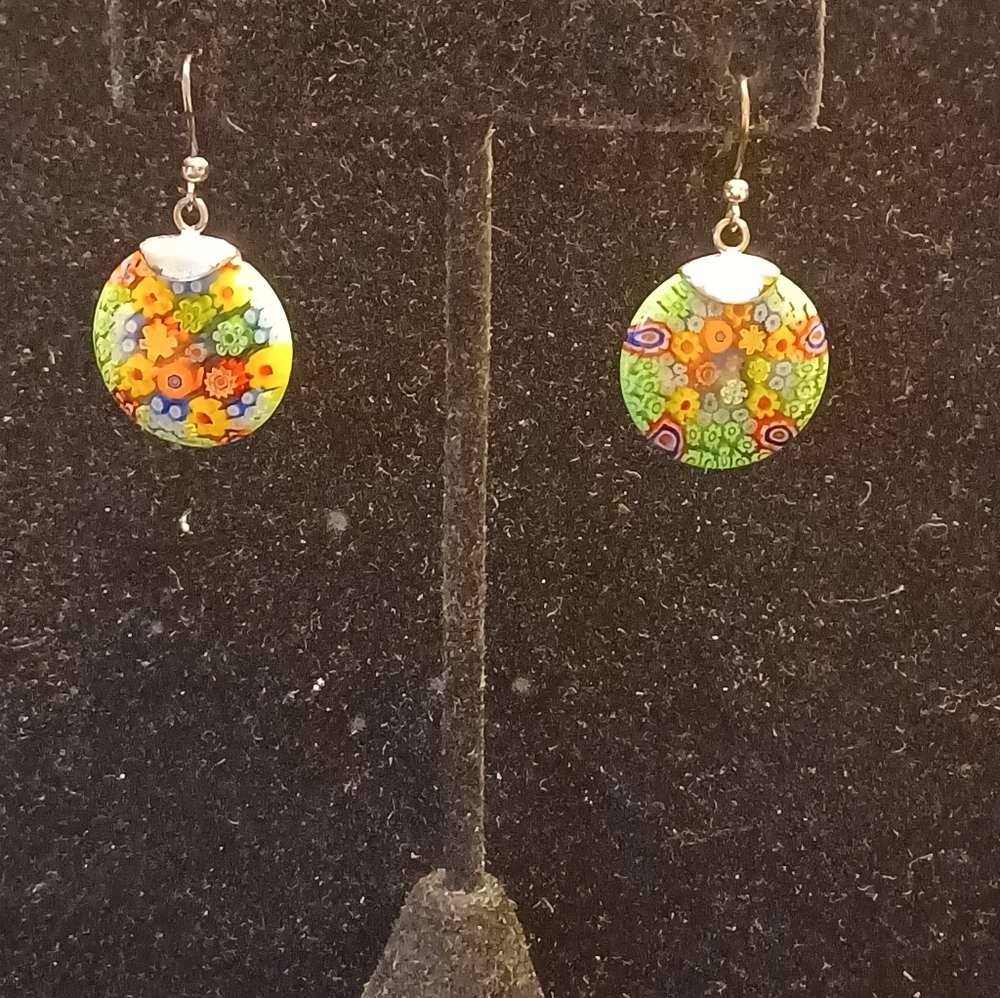 Sterling Millifiori Earrings